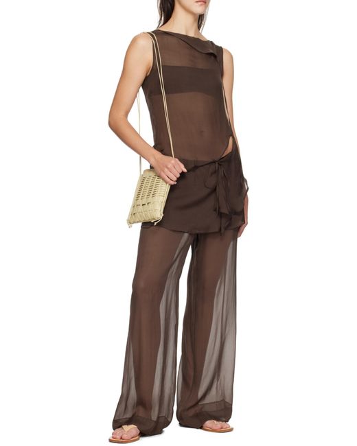 Hereu White Trena Interwoven Designed Crossbody Bag