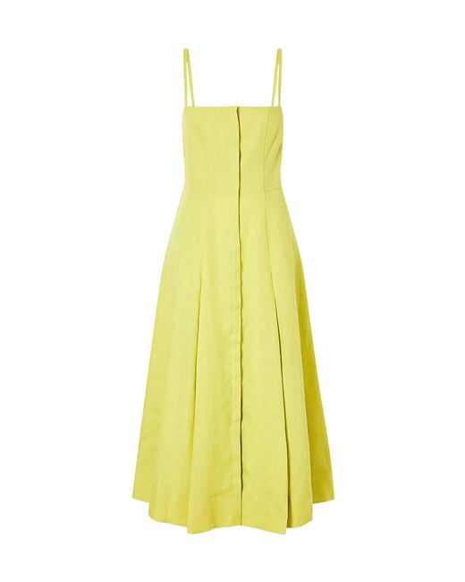 Gabriela Hearst Yellow Magritte Linen Midi Dress