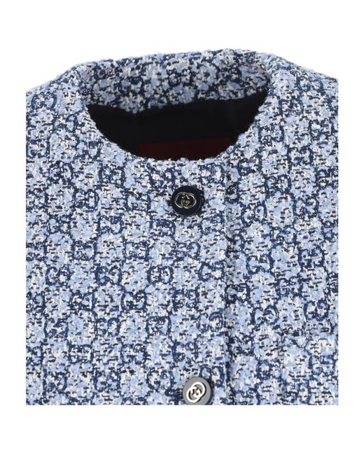 Gucci Blue Monogrammed Tweed Vest