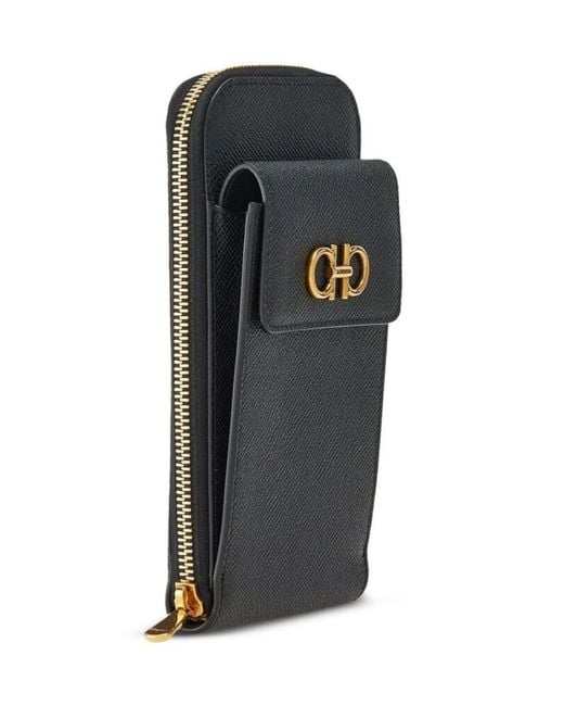 Ferragamo Gray Zipper Cell Phone Shoulder Bag