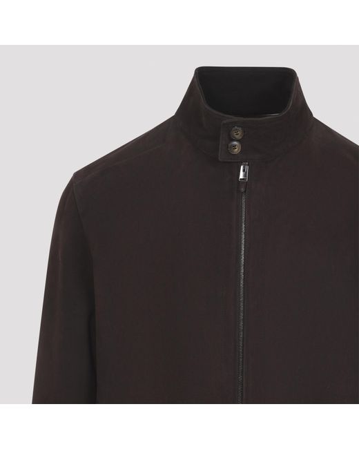 Canali Brown Button Zip Lambskin Jacket for men