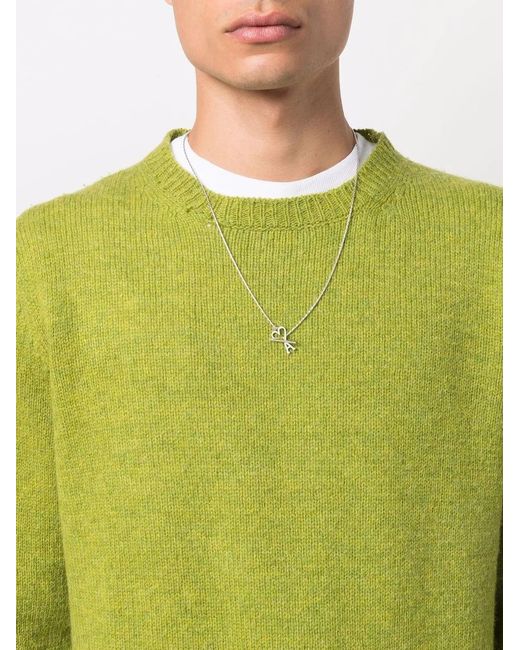 AMI White Ami De Coeur Logo Pendant Necklace for men