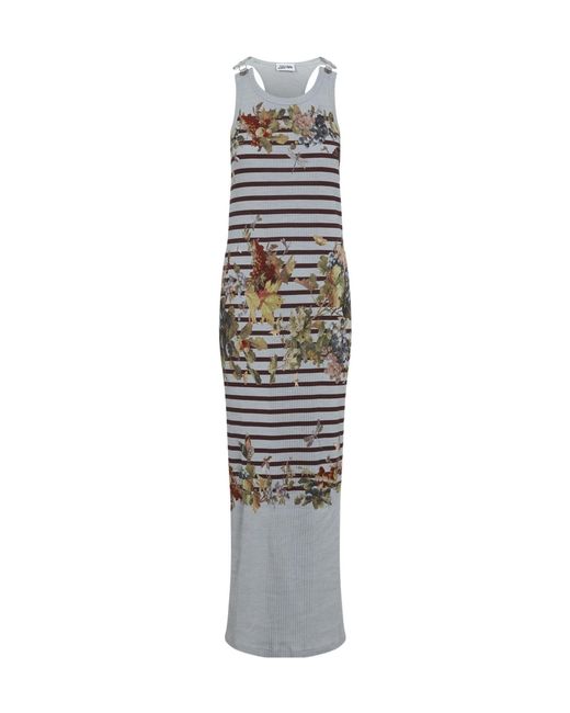 Jean Paul Gaultier White Mariniere Grape Long Dress