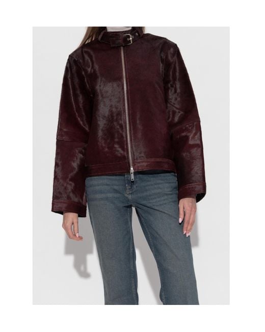Samsøe & Samsøe Purple Salita Buckle-Detail Zip-Up Jacket