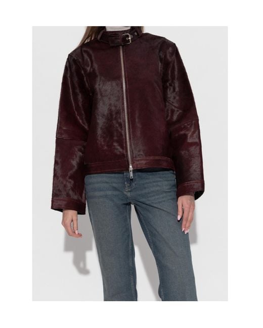 Samsøe & Samsøe Purple Zippered Leather Jacket