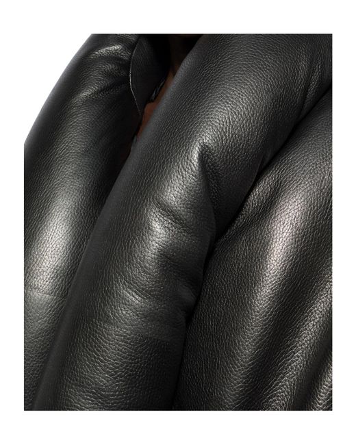 Alaïa Black Padded Leather Bomber Jacket