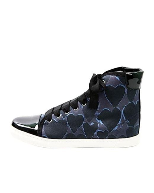 Lanvin Blue Heart Printing High-Top Sneakers