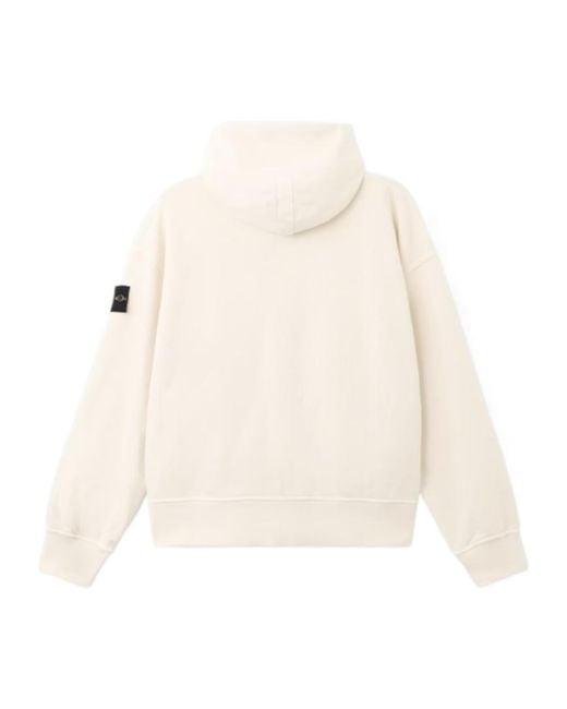 Stone Island Natural Oversized Fit Zip-Up Hooded Sweatshirt for men