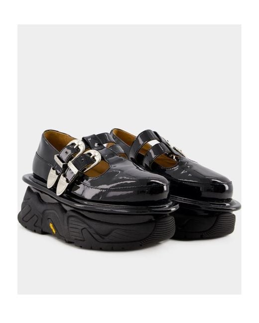 Toga Black Buckled Platform Loafers