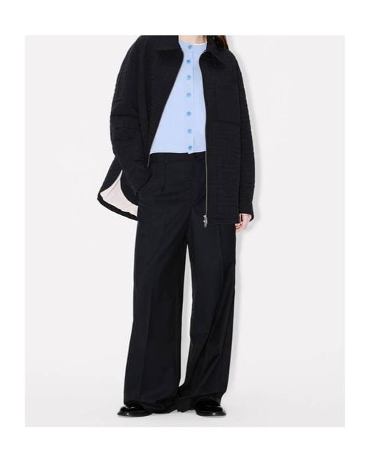 KENZO Black Zip-Up Quilted Jacket