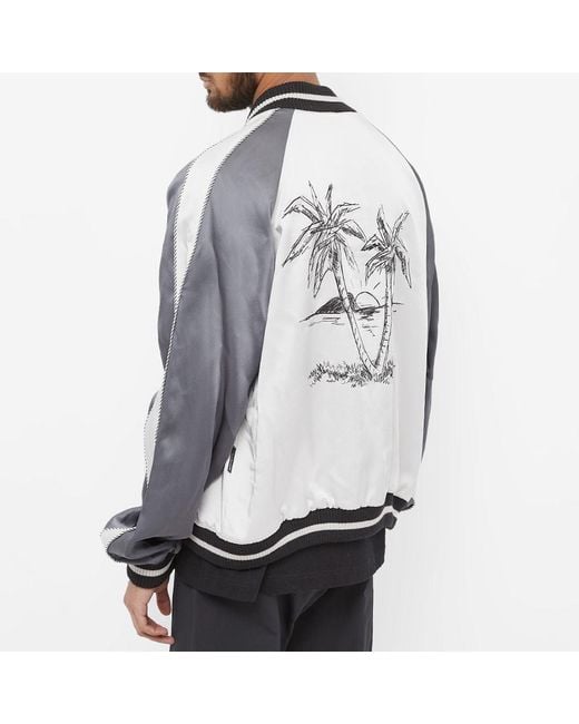 Palm Angels Gray Palm Tree Embroidered Jacket for men