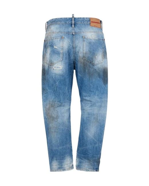 DSquared² Blue Light Dirty Wash Bro Distressed Jeans for men