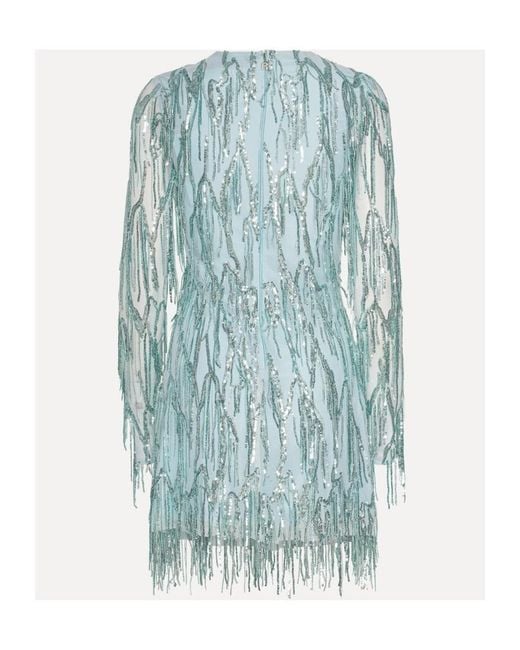 ROTATE BIRGER CHRISTENSEN Blue Long Sleeve Mini Dress