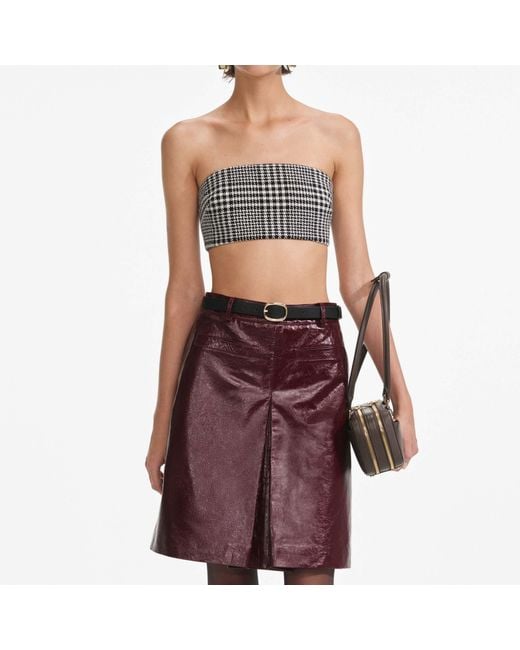 Self-Portrait Red Belted Leather Mini Skirt