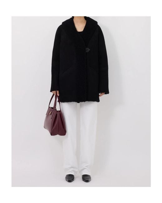 Loulou de Saison Black Isak Shearling Coat