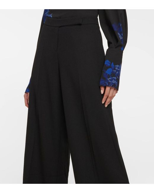 Emilia Wickstead Black Wool High-Rise Wide-Leg Pants