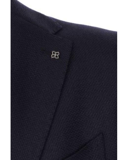 Tagliatore Blue Textured Two-Button Blazer for men