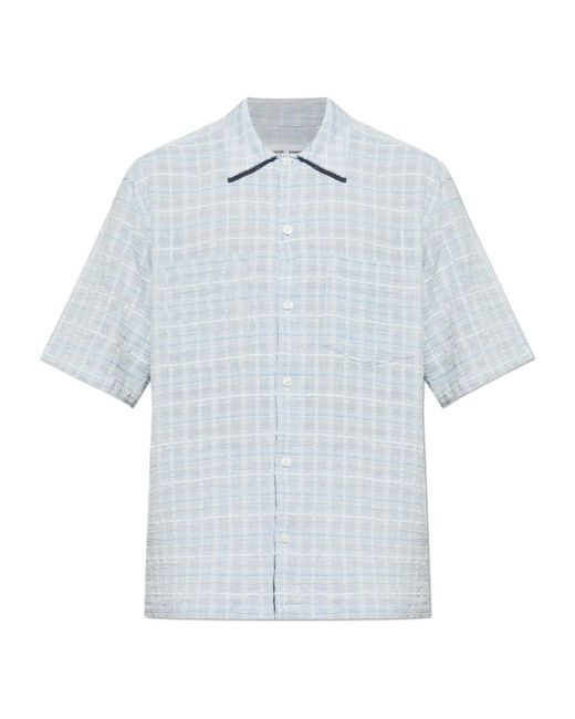 Samsøe & Samsøe Blue Checked-Pattern Chest-Pocket Shirt for men