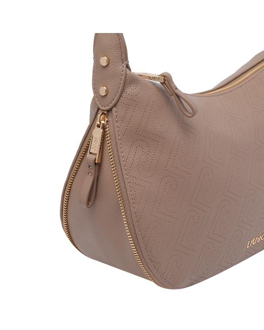 Liu Jo Gray Logo Zip Shoulder Bag