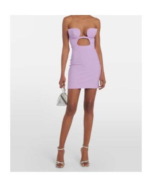Nensi Dojaka Purple Cutout Minidress