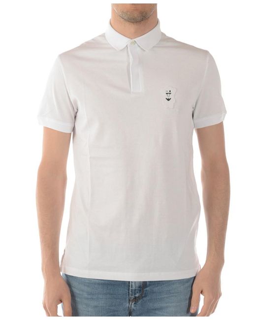 Emporio Armani White Logo Slim Polo Shirt for men