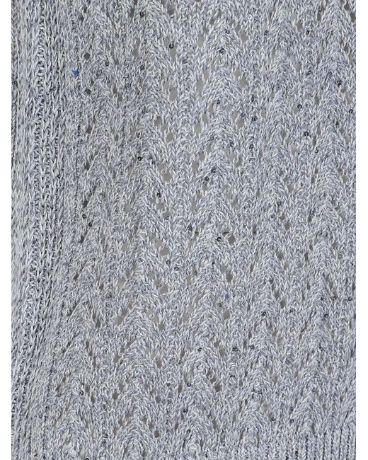 Eleventy Gray Open-Knit Sleeveless Knitted Top