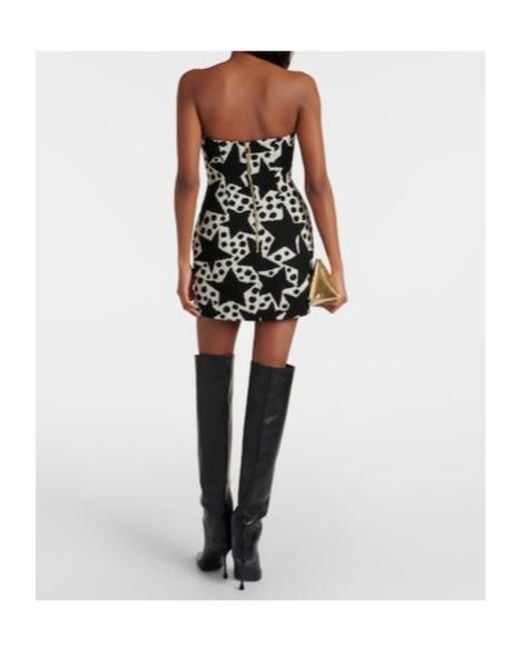 Area Black Jacquard Strapless Cotton-Blend Minidress