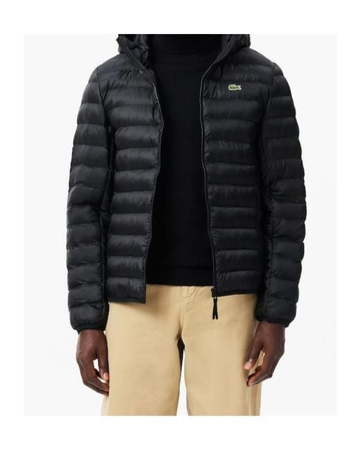 Lacoste Black Water-Repellent Padded Jacket for men