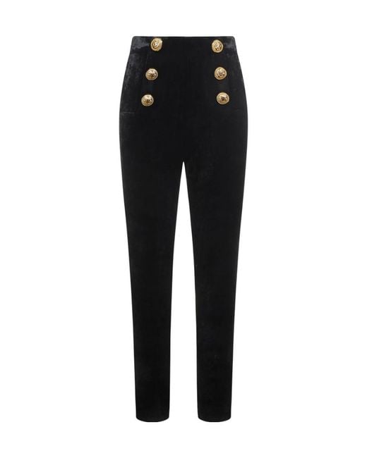 Balmain Black Skinny Velvet Trousers