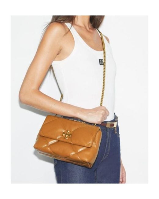 Tory Burch Brown Small Kira Diamond Quilt Convertible Shoulder Bag