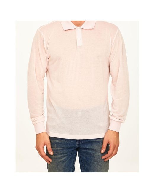 Dior Pink Relaxed-Fit Long-Sleeved Polo Shirt for men