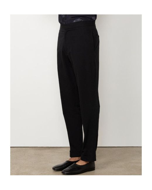 Officine Generale Black Officine Générale Joseph Seersucker Pants for men