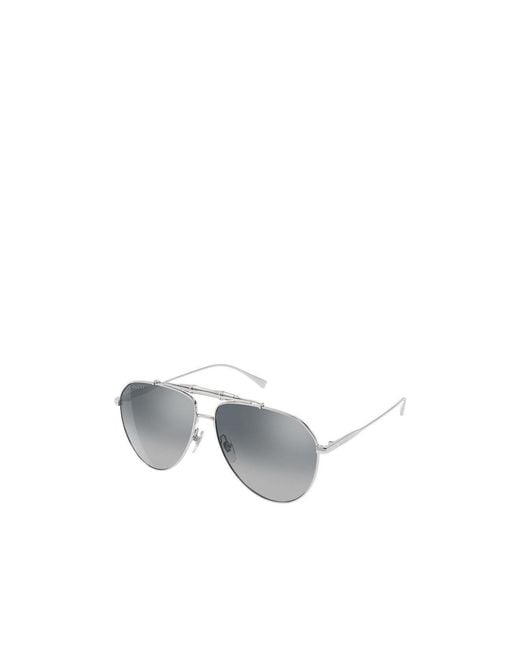 Gucci White Eyewear Aviator Frame Sunglasses for men