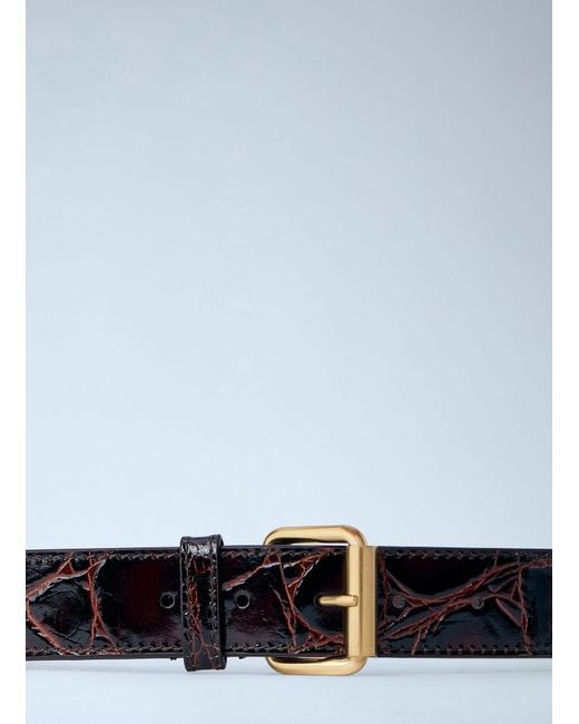 Dries Van Noten White Embossed Leather Belt
