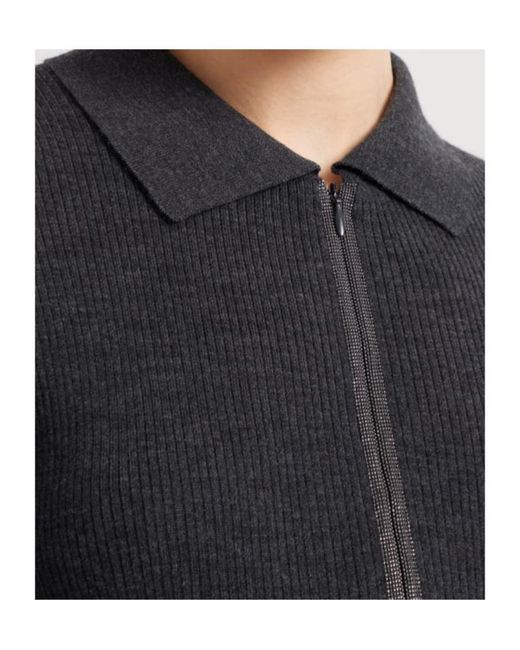 Brunello Cucinelli Black Monili-Trim Long-Sleeved Midi Dress