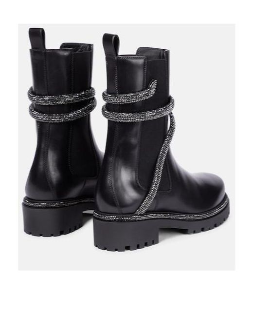 Rene Caovilla Black Cleo Embellished Leather Chelsea Boots