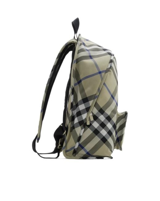 Burberry Green Check-Printed Zipped Backpack for men