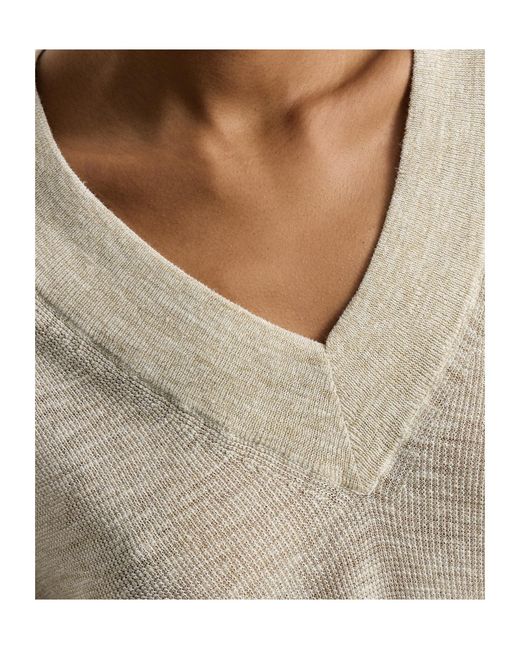 Brunello Cucinelli White V-Neck Knitted Sweater