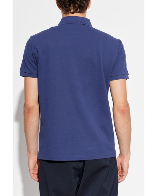 Moncler Blue Logo Patch Short Sleeved Polo Shirt for men