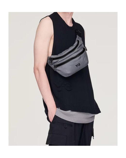 Y-3 Gray Staple Fanny Pack for men