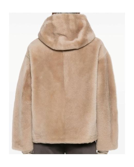 Yves Salomon Natural Hooded Shealing Jacket