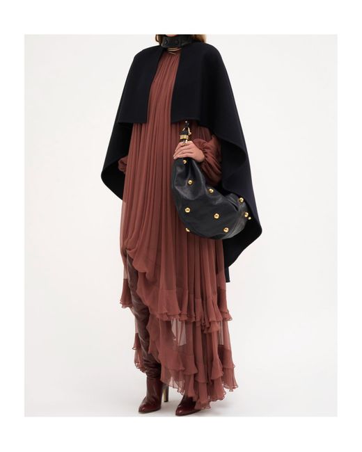 Chloé Blue Double-Sided Wool High-Low Cloak