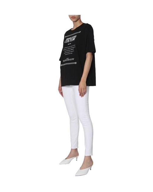 Versace Jeans Black T-Shirt With Round Neck And Short Sleeves