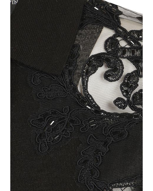 Ermanno Scervino Black Sheer Lace Panel Shirt