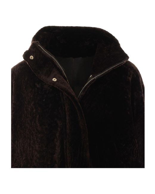 Arma Black Paula High-Neck Shearling Jacket