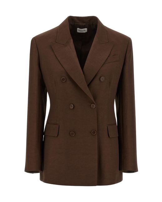 P.A.R.O.S.H. Brown Raisa Double-Breasted Blazer