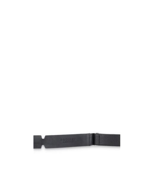 Orciani White Hammer-Pattern Leather Belt for men
