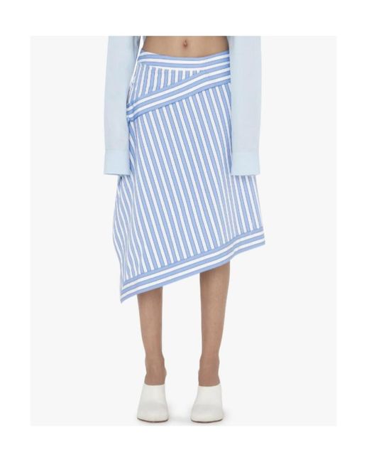 J.W. Anderson Blue Jw Anderson Striped Asymmetric Mid-Rise Skirt