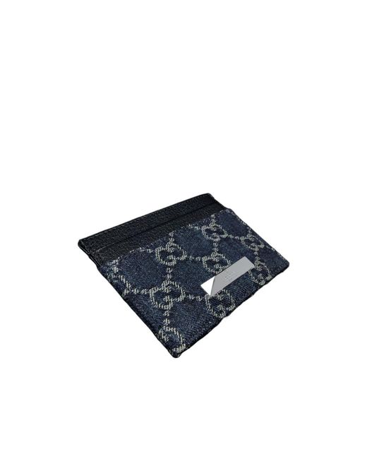 Gucci Blue Card Case With Plaque