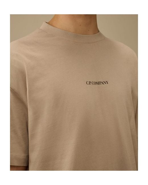 C P Company Natural Logo Back Print T-Shirt for men